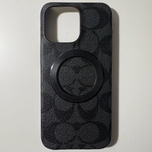 Coach Signature Canvas Slim Wrap iPhone 15 Pro Max Case - Signature Charcoal